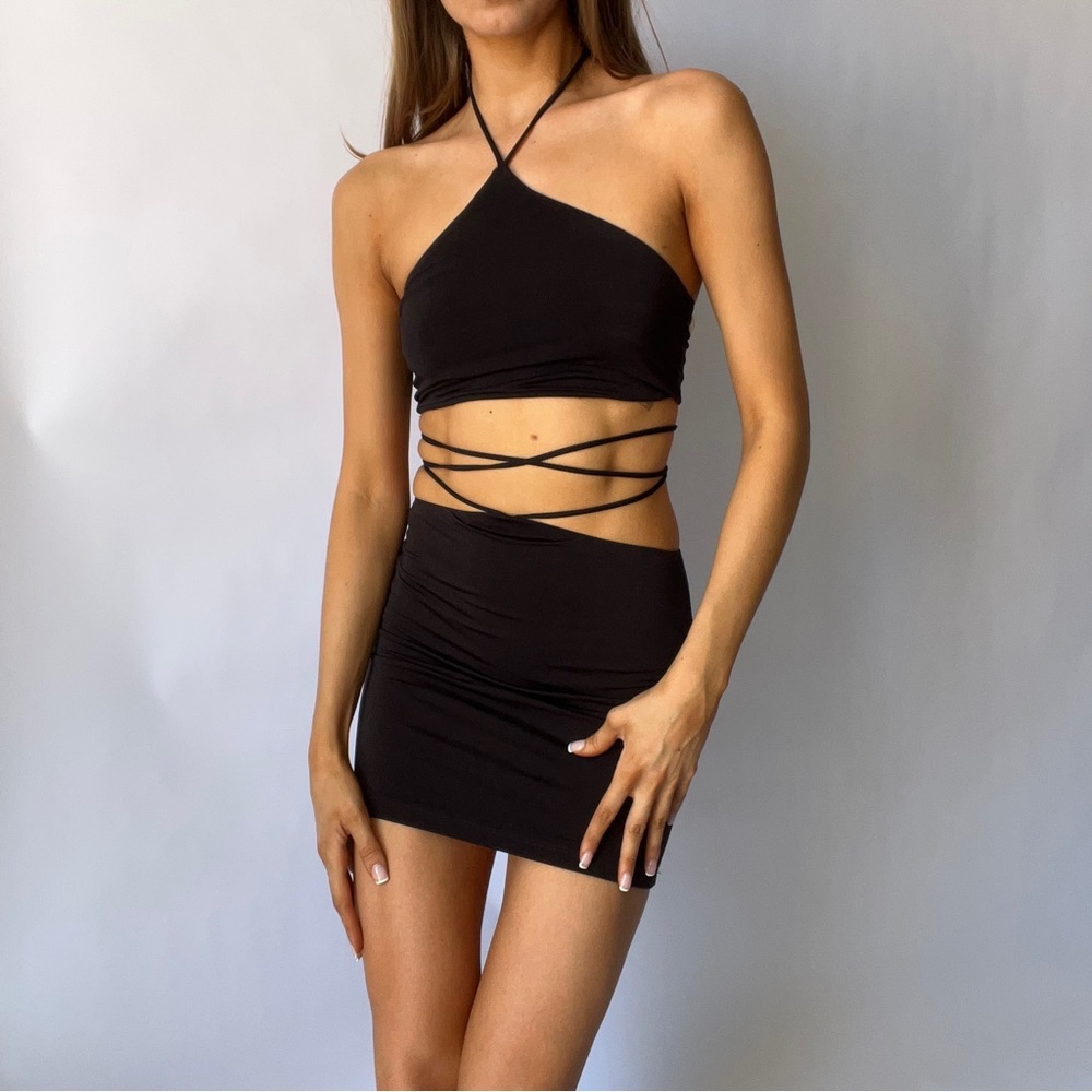 Black Strappy Set - Skirt and Top
